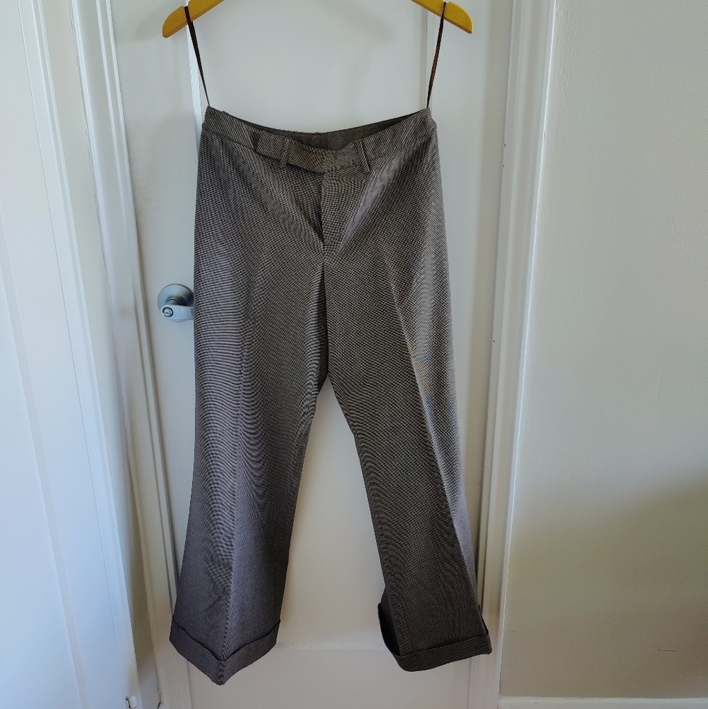 Nine West Wide Leg Brown Houndstooth Trousers